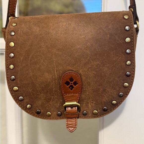 Patricia Nash Isola Flap Saddle Bag Crossbody Whiskey Brown - Picture 2 of 11